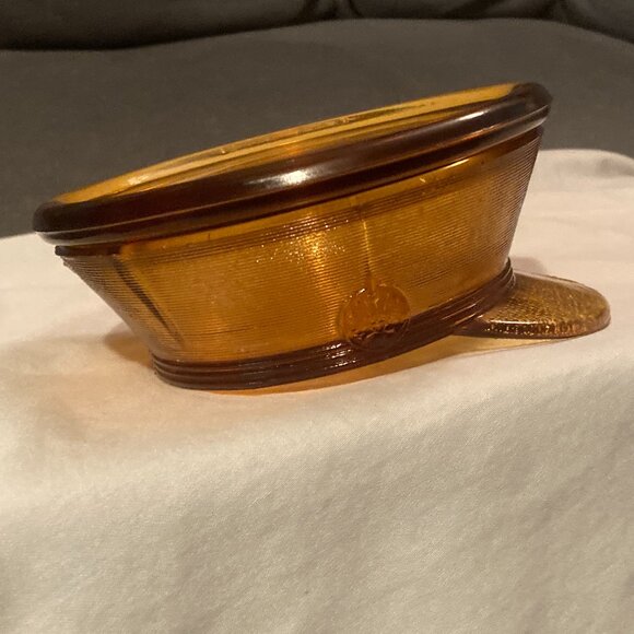 VTG Jeanette Glass Lady Berkshire 1942 AmberPowder Dish & Lid (2 pcs)-4.5" D-EUC - Picture 6 of 9